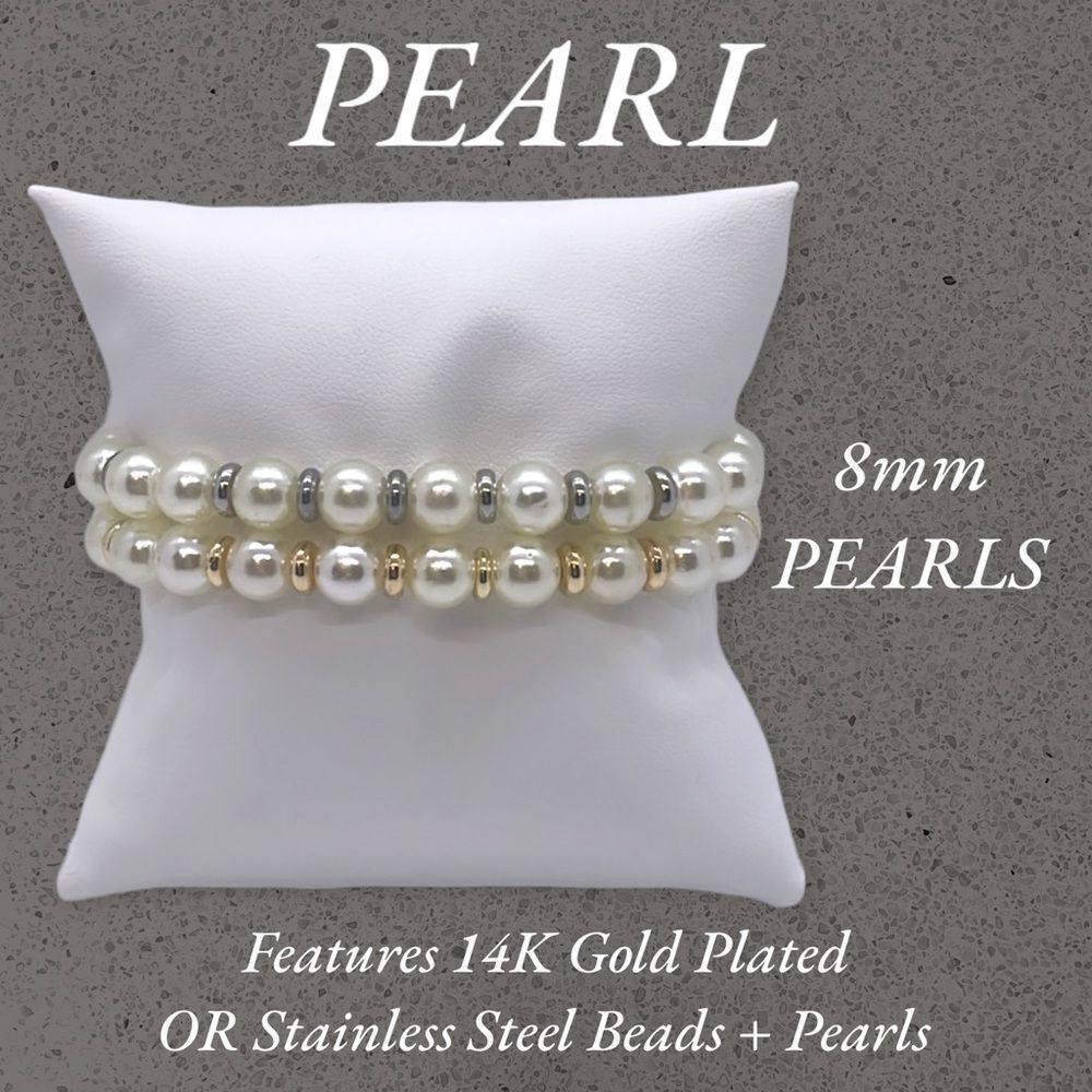 NWT Wool + Pepper Co. Pearl & Gold OR Silver Bracelet